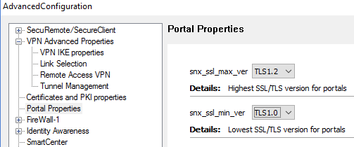 change ssl algorithm strength in smartdashboard of check point