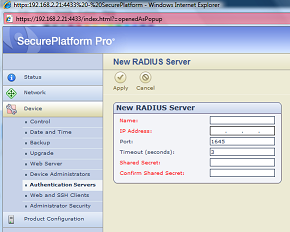 Radius Authentication option in WebGUI