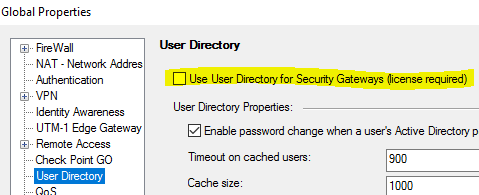 enable active directory connectin in checkpoint firewall