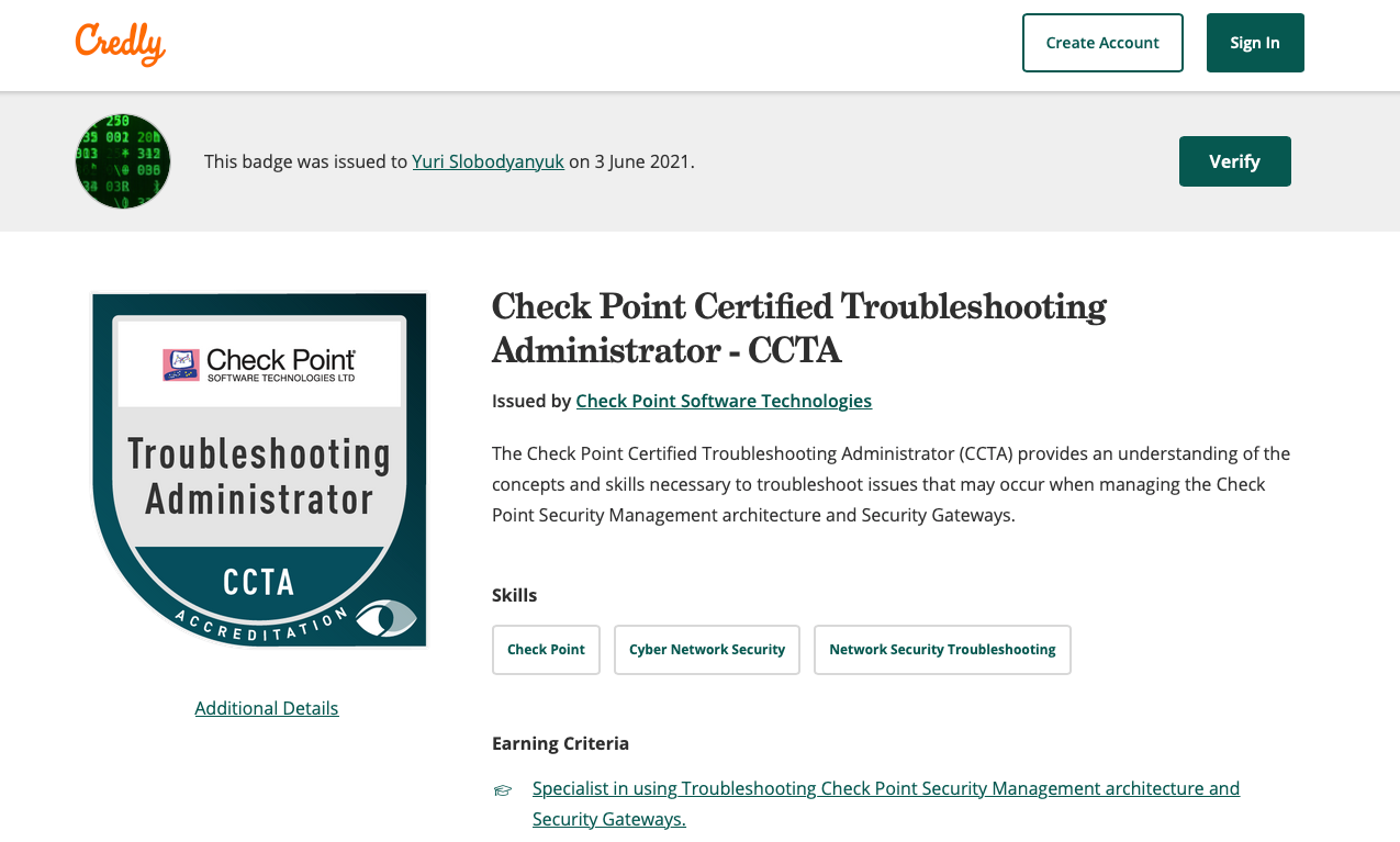 CCTA Exam Checkpoint verification