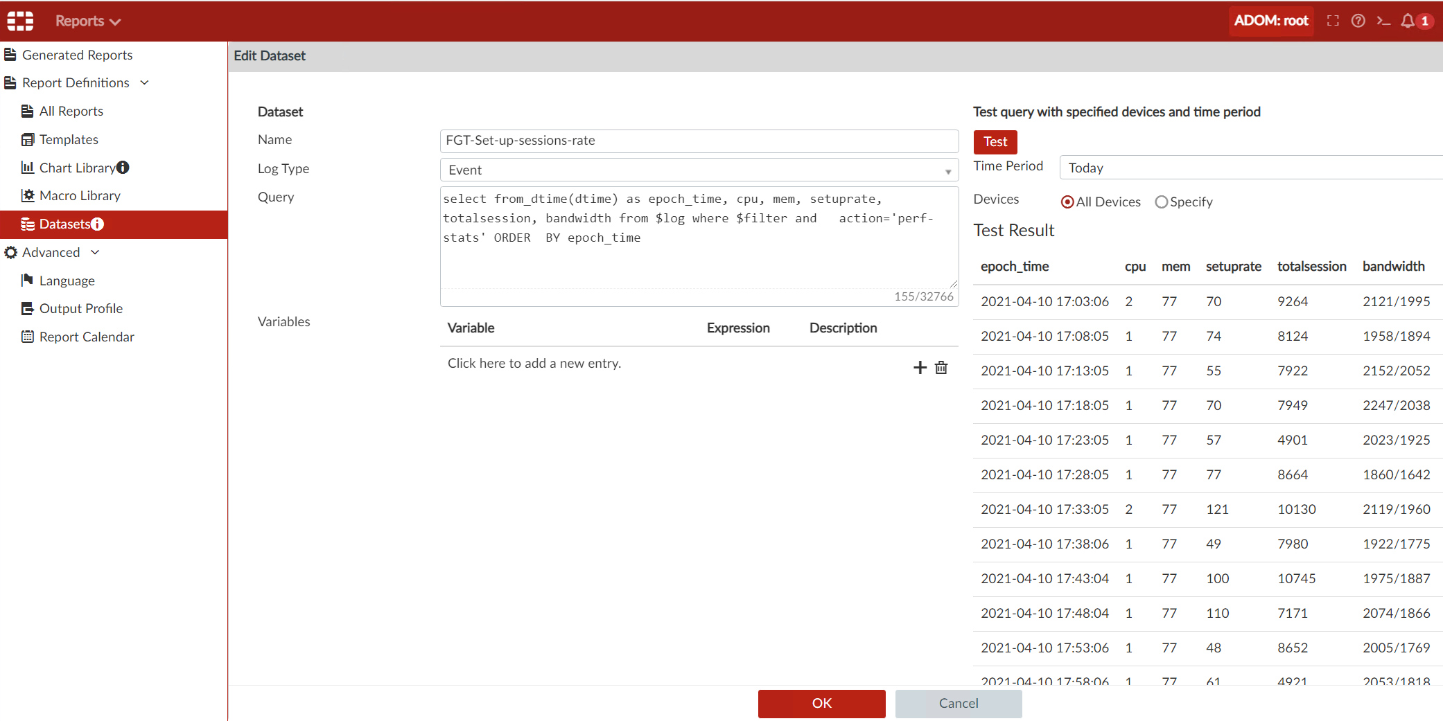 Fortianalyzer custom dataset