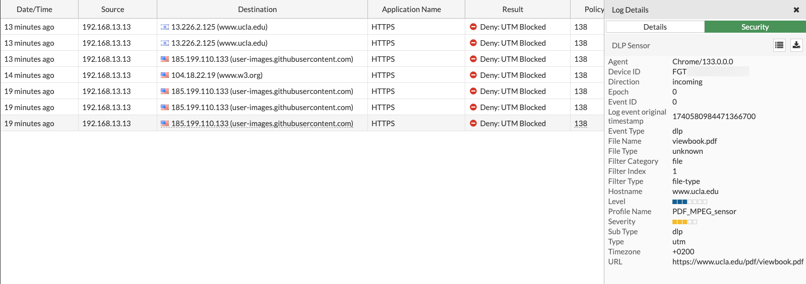 fortigate dlp block