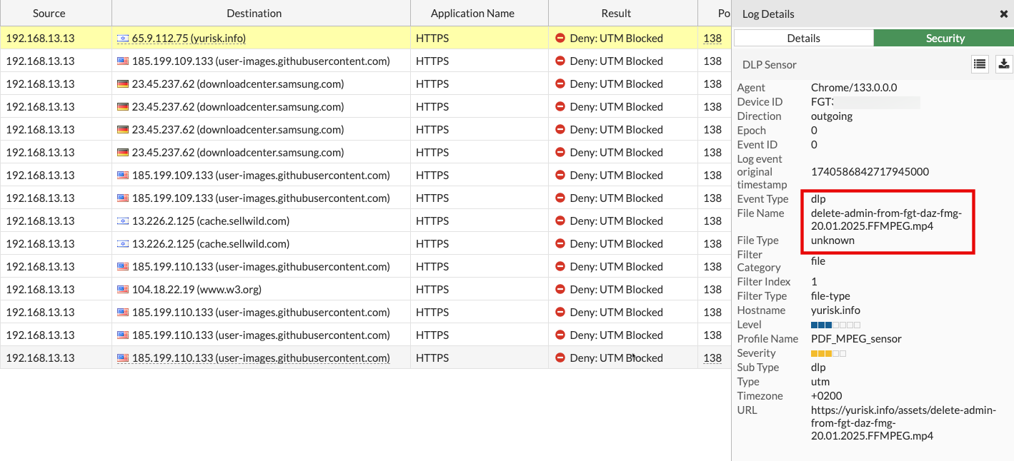 fortigate dlp mp4 download block