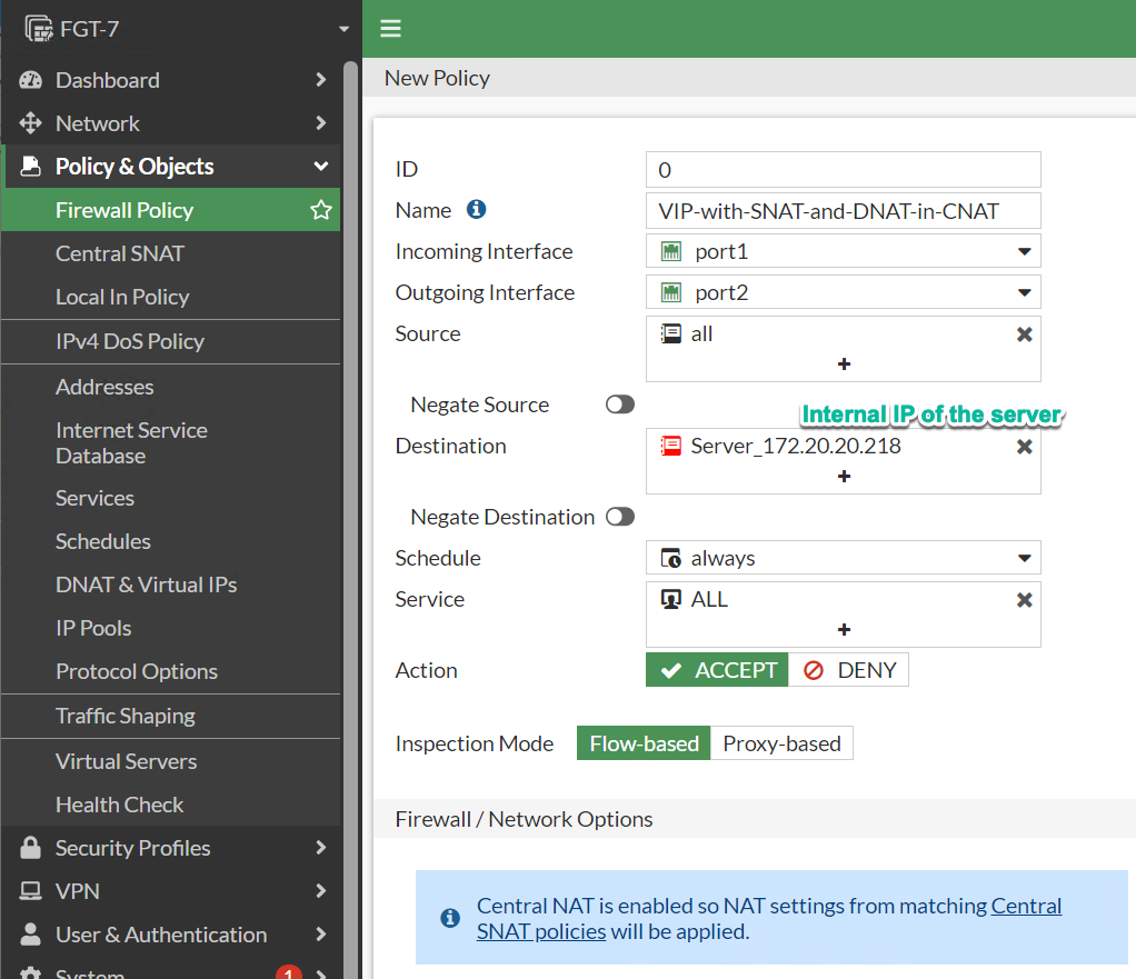 Fortigate – Changing outbound nat IP with IP Pools