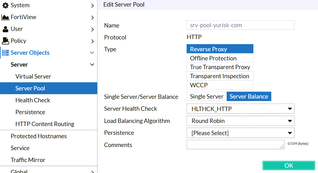 fortiweb basic setup create server pool