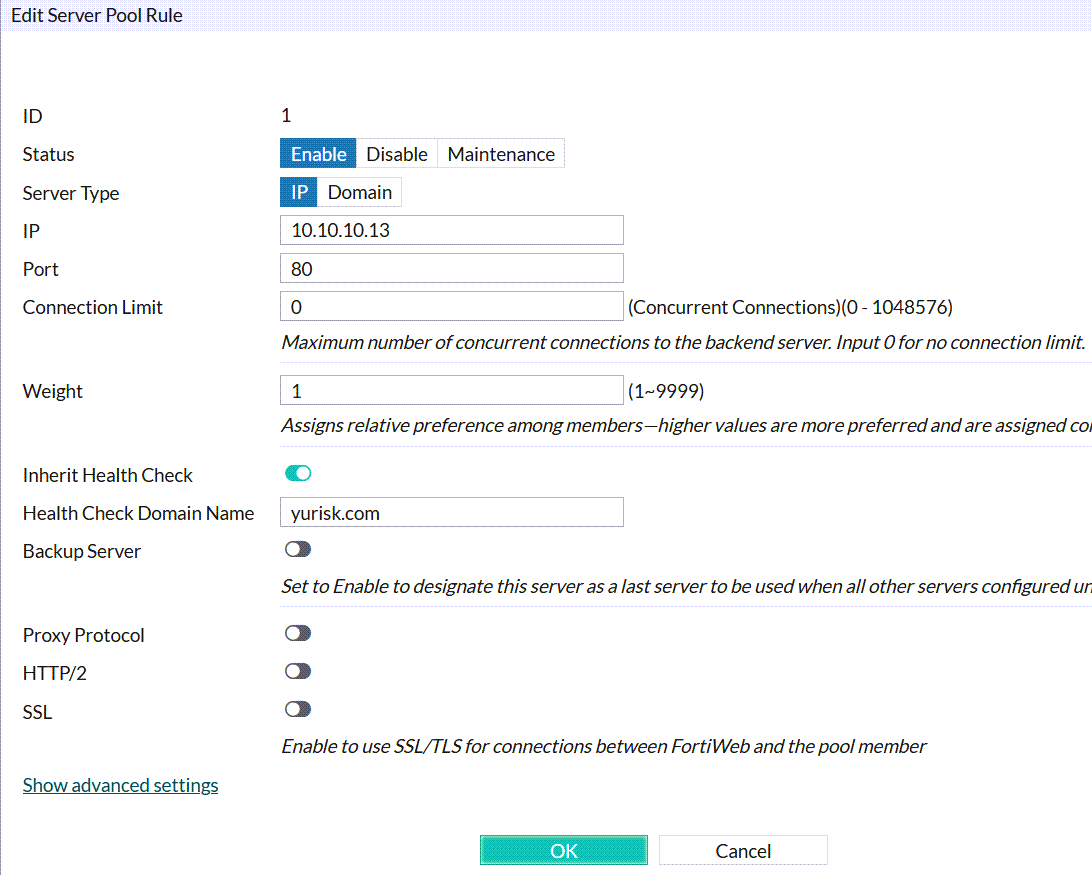 fortiweb basic setup create server pool