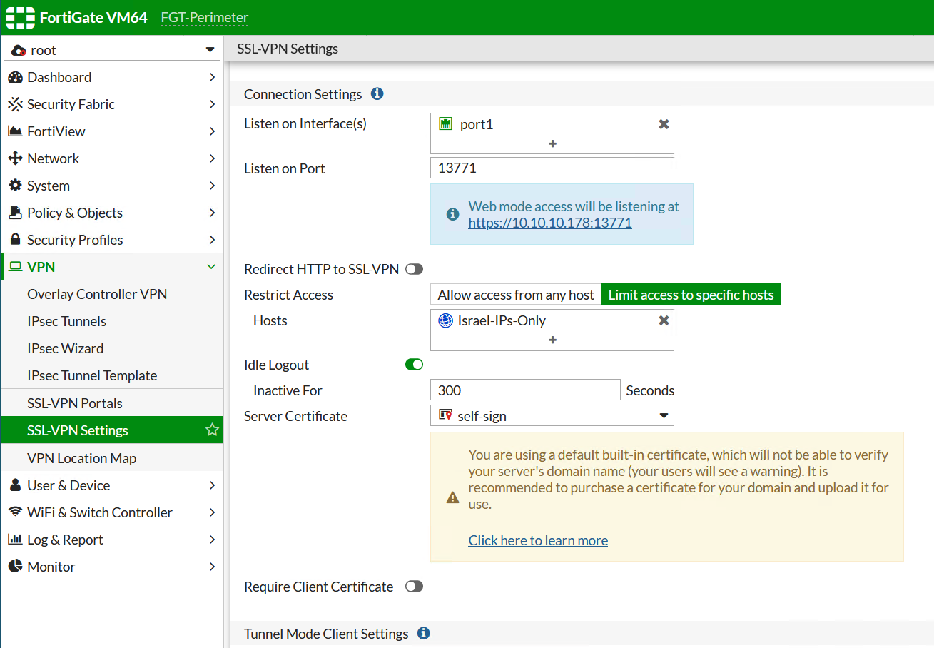 Using GEO address in VPN SSL Fortigate