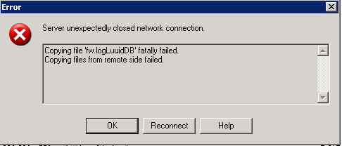 Winscp fails when trying to download/upload some file from/to firewall