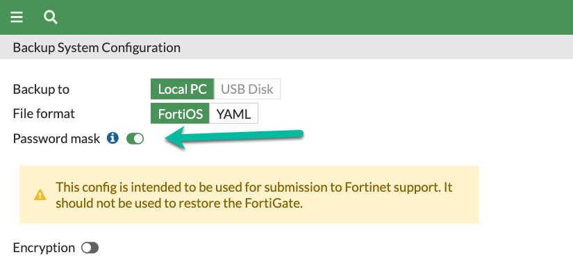 x Fortigate export config with masking