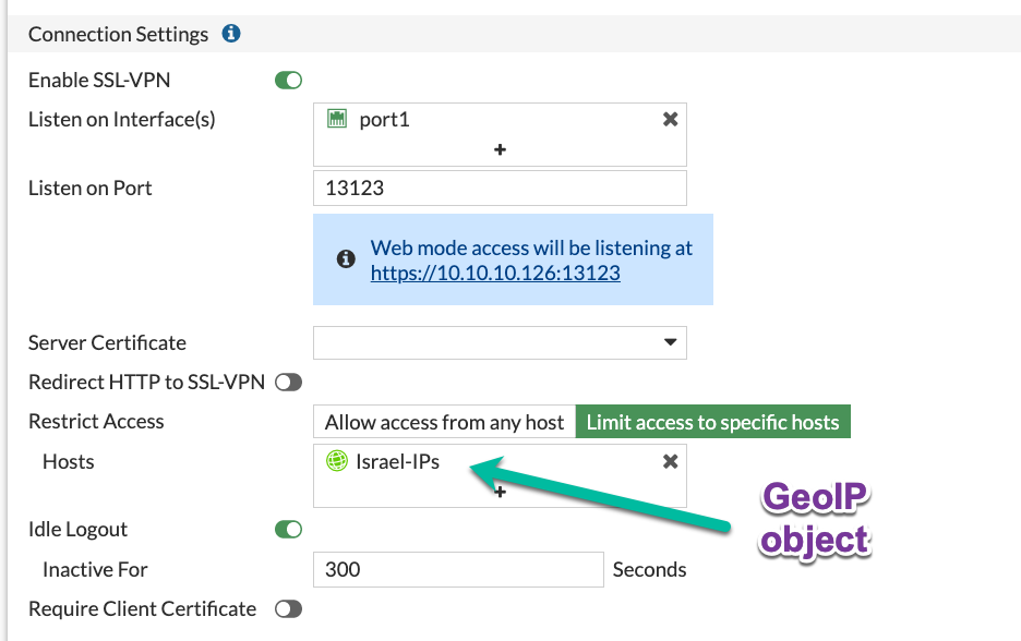 Use GEo object in VPN Settings